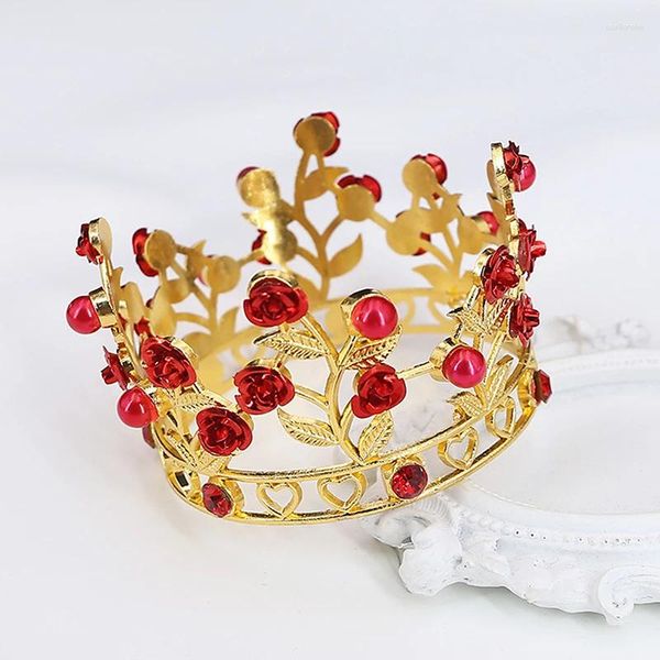 Clips de cheveux Couronne de fleurs de luxe Small Tiaras for Doll Diadem Girls Birthday Bridal Wedding Jewelry Prom Cake Topper Ornements