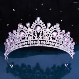 Clips de cabello bosque de lujo reina reina ab color crystal boda corona mujer diadema dhinestone banquete tiaras accesorios de joyería