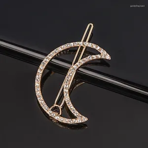 Clips de cheveux Luxury Full Crystal Moon Barrettes Gold Color Clin Hollow Diamante Clip pour filles Femmes Chic Jewelry