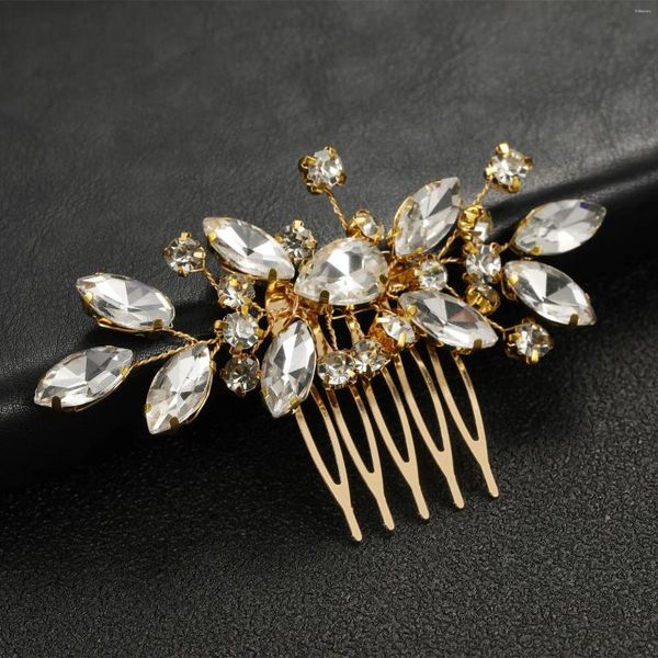 Clips de cheveux Luxury Girl Peigt Sliver et Gold Pearl Rhinestone Bridal Accessoires Fleurie en alliage Fleater Forme Pin pour les femmes