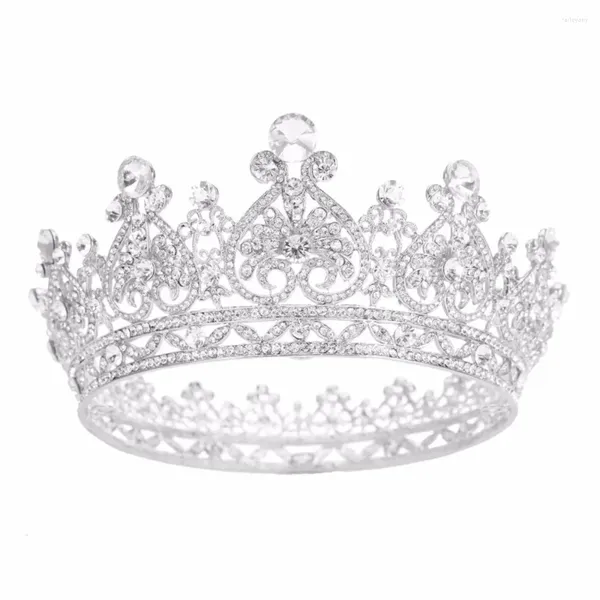 Haarspeldjes Luxe handgemaakte strass bruidskroon tiara's kristal volledige ronde bruiloft voor bruiden sieraden