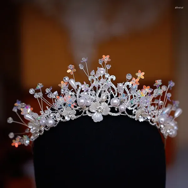 Pinzas para el cabello Perlas de lujo Lentejuelas Flores Diadema Tiaras con cuentas de cristal Coronas Diamante de imitación Diadema para desfile Accesorios para la boda