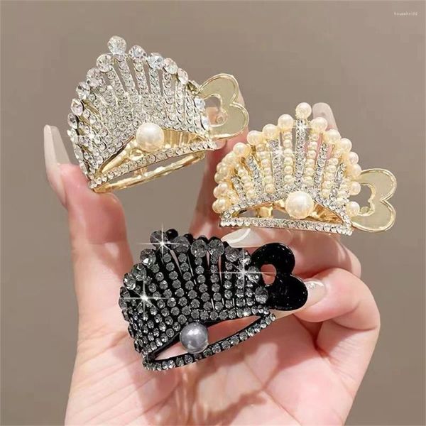 Pinces à cheveux de luxe strass perle couronne griffe pince fixe style lavage visage maquillage requin épingle à cheveux femmes filles haute queue de cheval accessoires