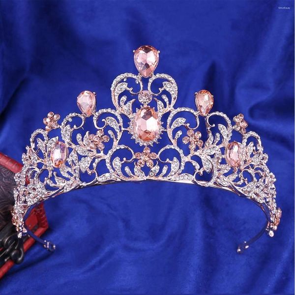 Pinces à cheveux luxe strass rose or rose coeur diadèmes de mariée couronne argent plaqué cristal diadème couronnes bandeau accessoires de mariage