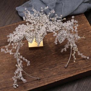 Haarspeldjes Luxe zilveren kleur bruiloft bruidsaccessoires handgemaakte kristallen strass hoofdbanden blad haarband vrouwen wijnstok ornament