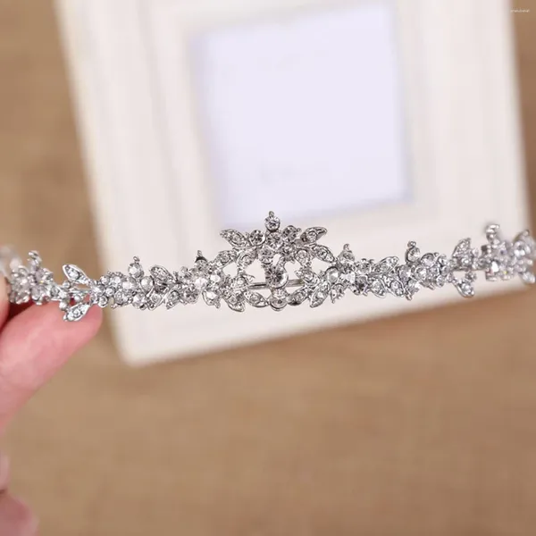 Pinces à cheveux de luxe plaqué argent, couronne de perles, diadèmes en cristal, bijoux en strass, ornement de tête de princesse, bandeaux de mariage, d'anniversaire B S1L5