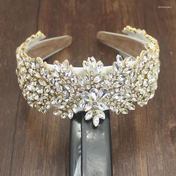 Pinzas para el cabello para mujer, accesorios de corona nupcial brillantes de lujo, tocado de diamantes de imitación de cristal completamente transparente, Tiaras para mujer, diadema barroca preciosa