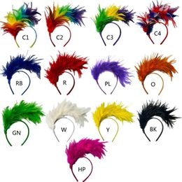 Haarclips Mardi Gras hoofdband burleske zendspoel met veren Flapper Feather