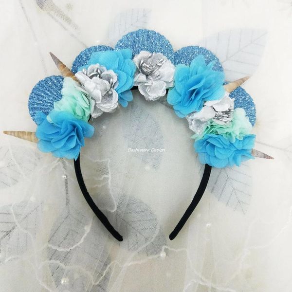 Pinzas para el cabello Sirena Headwear Corona Diadema Concha Accesorios Azul-Verde Mar Hija Princesa Po