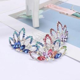 Haarclips Mini Cute Flower Crystal Rhinestone Princess Crown Comb Birthday Party Tiaras For Girls Kids sieraden accessoires