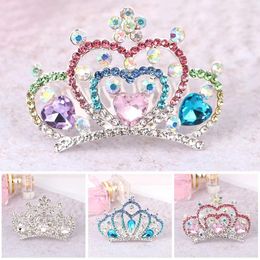 Pinces à cheveux Mini mignon amour coeur cristal strass princesse couronne peigne fête d'anniversaire diadèmes pour filles enfants bijoux accessoires