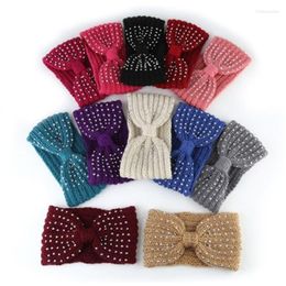 Pinces à cheveux MISANANRYNE 2023 hiver plus chaud oreille tricoté bandeau arc strass chapeaux pour femmes filles solide Turban bande tête chaîne