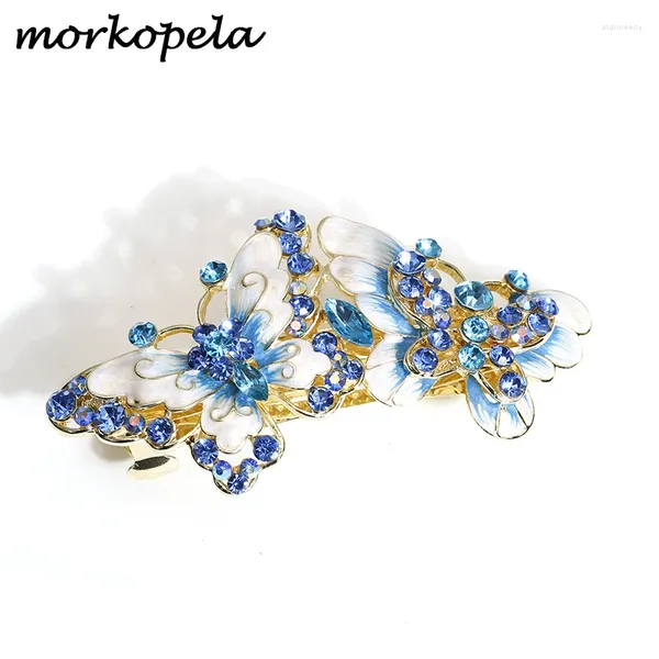 Pinces à cheveux Morkopela émail papillon pince bijoux Vintage strass épingle à cheveux femmes Banquet Barrettes accessoires