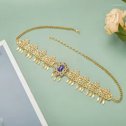 Clips para el cabello estilo marroquí, joyería nupcial de cristal, flores de Color dorado, vestido de novia de lujo, cadena para la cabeza, accesorios ajustables de longitud