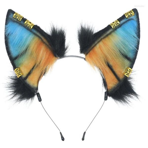 Coiffes de cheveux Movie Enthusiasts Wolf Ear Hairband avec un jeu de rôle adulte de boucle d'oreille en métal