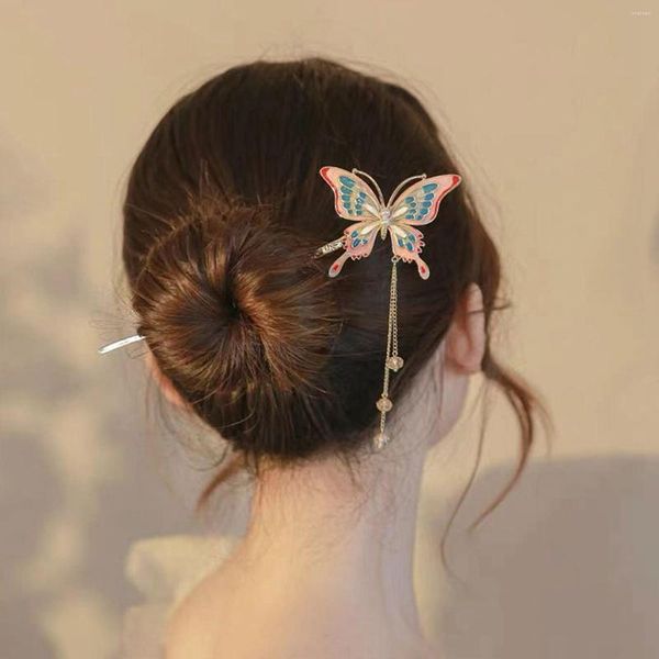 Pinces à cheveux baguettes papillon multicolores, épingles à Chignon plaquées pour femmes filles et Salon de coiffure