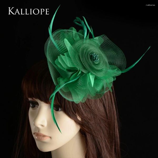 Clips de cheveux multicouches Vintage Veil Floral Hat Tiara avec étamines Sinamay Fascinator plumes Brides Party Hearthred