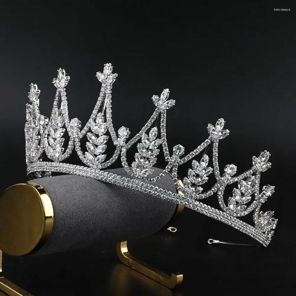 Pinzas para el cabello MYFEIVO repleto de circonita corona de boda elegante princesa Tiaras novia tocado accesorios de joyería femenina HQ0840