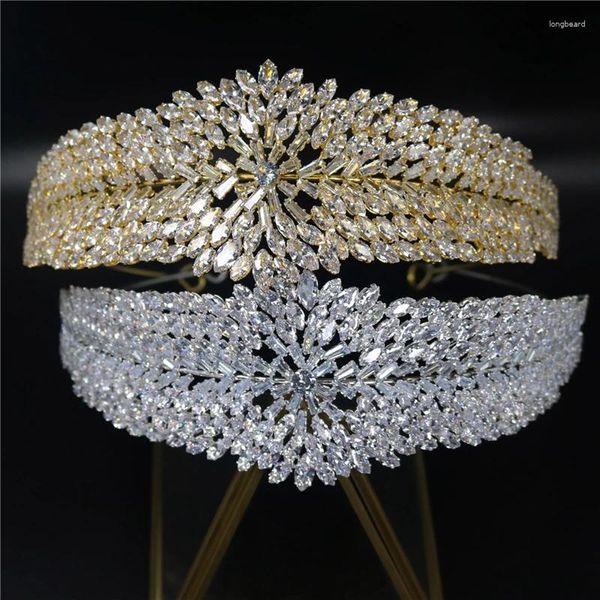 Pinzas para el cabello MYFEIVO Glitter Rhinestone Coronas nupciales Oro Plata Color Boda Headwear Elegante Hairband Joyería Matrimonio Compromiso XXY0201