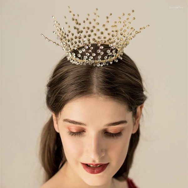 Pinces à cheveux MYFEIVO fait à la main avec strass, couronne de mariée, diadème, Banquet de mariage, cuivre HQ1405