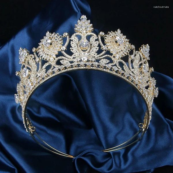 Pinzas para el cabello MYFEIVO, corona nupcial de lujo repleto de circonita, diadema elegante, Tiaras de Boda de Princesa, accesorios para tocado XXY0264