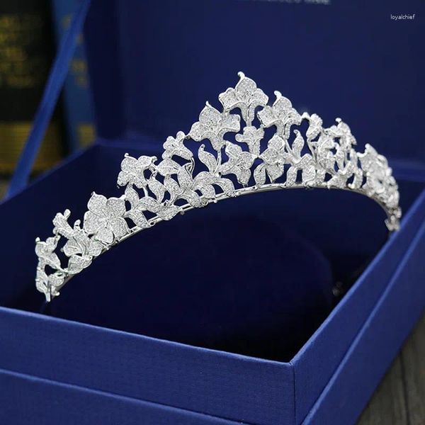 Pinzas para el cabello MYFEIVO con microincrustaciones de circonita, corona nupcial, Tiara de boda de lujo, accesorios de joyería para mujer HQ1927