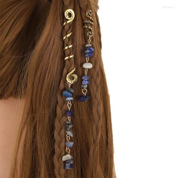 Pinces à cheveux en pierre naturelle, pendentif, bijoux pour femmes et filles, fil enveloppé, torsades, spirales, manchettes, Clip, couvre-chef, Dreadlock