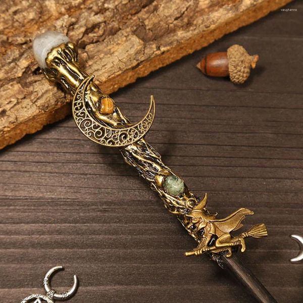 Pinces à cheveux en cristal naturel, baguette Wiccan, ornement d'autel magique, bâton en bois féerique Vintage, accessoires faits à la main, bijoux uniques, cadeau