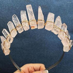 Clips de cheveux Natural Pink Quartz Stand Up Crystal Crown Bandband ACCESSOIRES DE MEUX JIANIELS DE MEAUDE