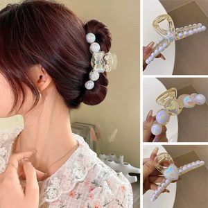 Pinces à cheveux Nouveau élégant grande perle cheveux griffe femme filles épingle à cheveux mode acrylique pinces à cheveux crabe chapeaux queue de cheval griffe pince WOMAN HAIR CLIP Y240329