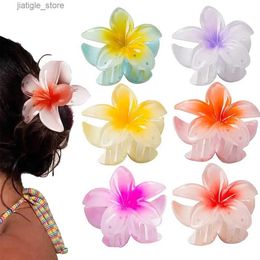 Haarclips Nieuwe gradiënt grote bloem acryl haarclip voor vrouwen zoete haarpins haarklauwen krab klem klem barettes Hawaiiaanse haaraccessoires y240322