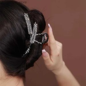 Pinces à cheveux Nouveau strass blé Spike pince à cheveux délicat grand métal requin pince queue de cheval tresse cheveux poignée mode cheveux accessoires femme Y240329