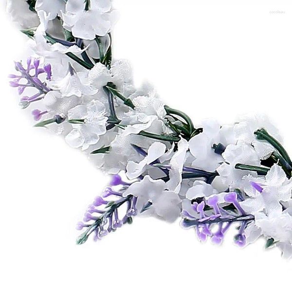 Clips de cabello bonito diadema de flores simuladas banda floral de lavanda