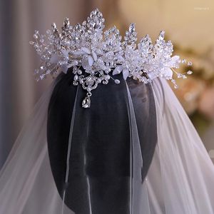 Haarclips NiuShuya Charmant Handgemaakte Bruiloft Verjaardag Kroon Voorhoofd Drop Crystal Bruid Tiara Hoofddeksel Accessoire