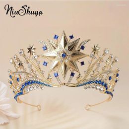 Coix de cheveux Niushuya Fashion Princess Accessoires Tiara Robe de mariée Cérémonie Adult Crown Star Bride Headries bijoux