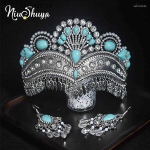 Pinces à cheveux Style NiuShuya, vert Turquoise, accessoires de couronne de danse pour fête de mariage