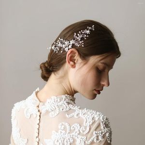 Pinces à cheveux O375, peigne de mariée Vintage exquis, perles de cristal clair, fleurs faites à la main, vêtements de demoiselle d'honneur pour mariées