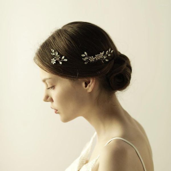 Clips de cheveux O844 Mariage exquis Couigt de mariée épingle à cheveux Crystal Alloy Flowers Fleurs Femmes faites à la main