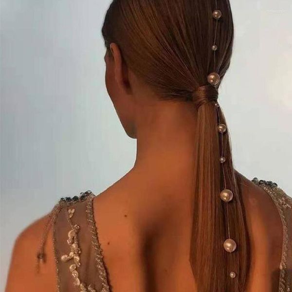 Pinces à cheveux OL Style Or Couleur Perle Gland Clip Femmes Bâton Chaîne Bandeau En Gros Styling Accessoires 2023