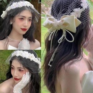 Pinces à cheveux Original Lolita élégant nœud maille fleur chapeau mariée accessoires de mariage