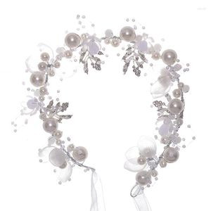 Haarclips Pearl Bruids Headpieces met lint handgemaakte eenvoudige bruilofthoofdbandaccessoires voor feest tien
