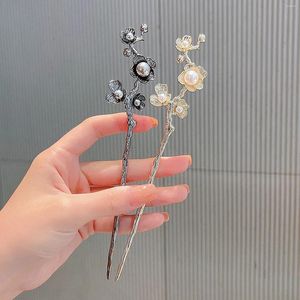 Clips de cheveux perle ethnique Stick Vintage Metal Hairchopstick pour femmes accessoires chinois Hanfu Tiaras en forme de flor