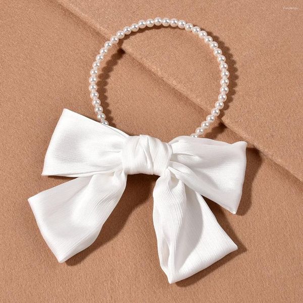 Clips de cheveux Perle Perle pour femmes Accessoires avec Clip à arc blanc