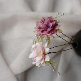 Fermagli per capelli Forcine per perle Accessori Hanfu cinesi Ragazze Forcelle per fiori a forma di U Gioielli antichi per ornamenti per matrimoni