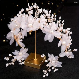Clips de cheveux Perl Bandband Tiara for Women Bride Flower Crown Crown Bridal Wedding Accessoires Bijoux Bijoux