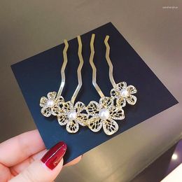 Haarclips Pearl Rhinestone Gold kleur metalen kam vintage haarspelden legering bloemstokken vorken bruid sieraden pin accessoires