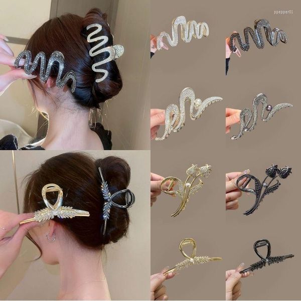 Pinzas para el pelo con diamantes de imitación y perlas, pinzas para el pelo, accesorios de fiesta para mujer, pasador de moda coreana para chica, Tiara, joyería 2023