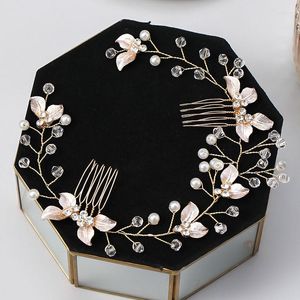 Haarspeldjes Parels Kam Strass Hoofdbanden Voor Vrouwen Bruids Bruiloft Accessoires Bloem Blad Haarbanden Tiara Kronen FORSEVEN