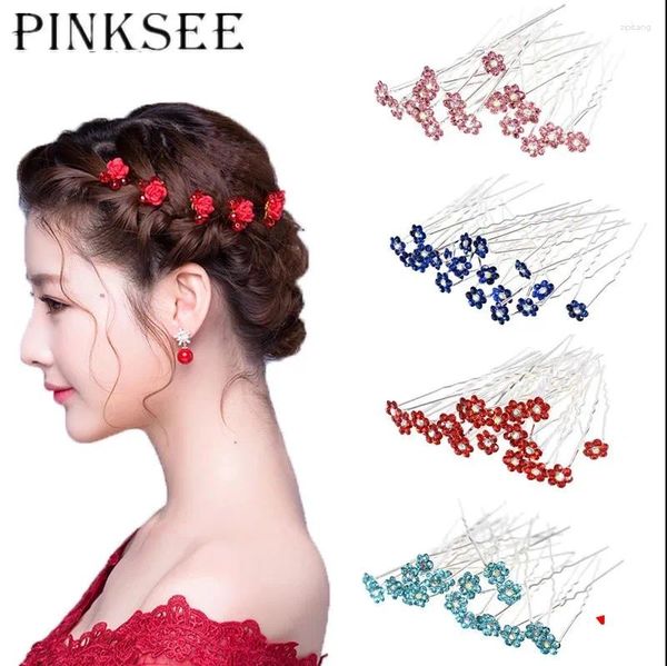 Pinces à cheveux PINKSEE 20/40 pièces épingles de mariage de mariée Rose fleur cristal pour femmes bijoux accessoires cadeau