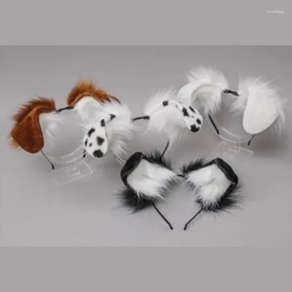 Pinzas para el pelo, diademas con orejas de perro de peluche, sombreros de animales peludos, aro para Halloween, tocado de Cosplay, suministros para fiestas